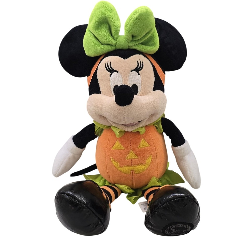 Disney Store Minnie Mouse Pumpkin‎ Halloween Plush Toy Jack O'Lantern Authentic